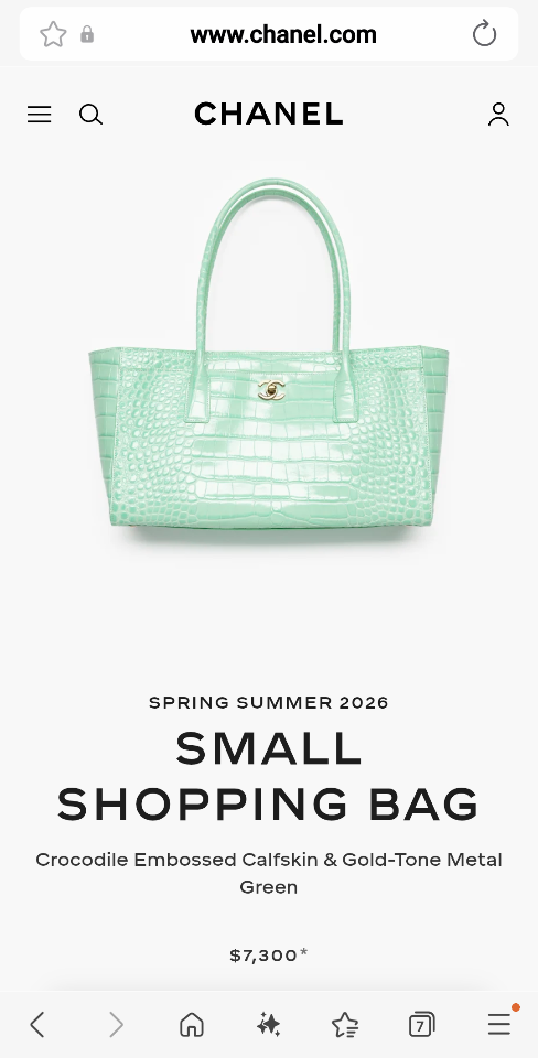 Chanel Small Shopping Bag
 
Crocodile Embossed Calfskin & Gold-Tone Metal 
Green AS6243
20 x 39 x 13cm-duoc-ban-tai-Hvip Bags and Accessories
