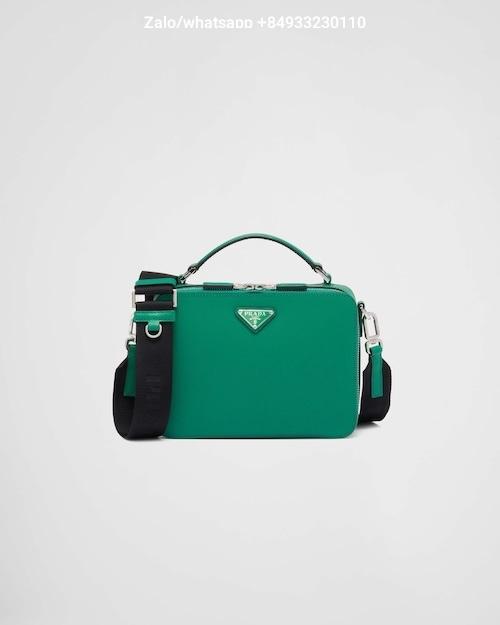 Prada Medium Prada Brique Saffiano leather bag 2VH069 green 22x16x6cm -duoc-ban-tai-Hvip Bags and Accessories