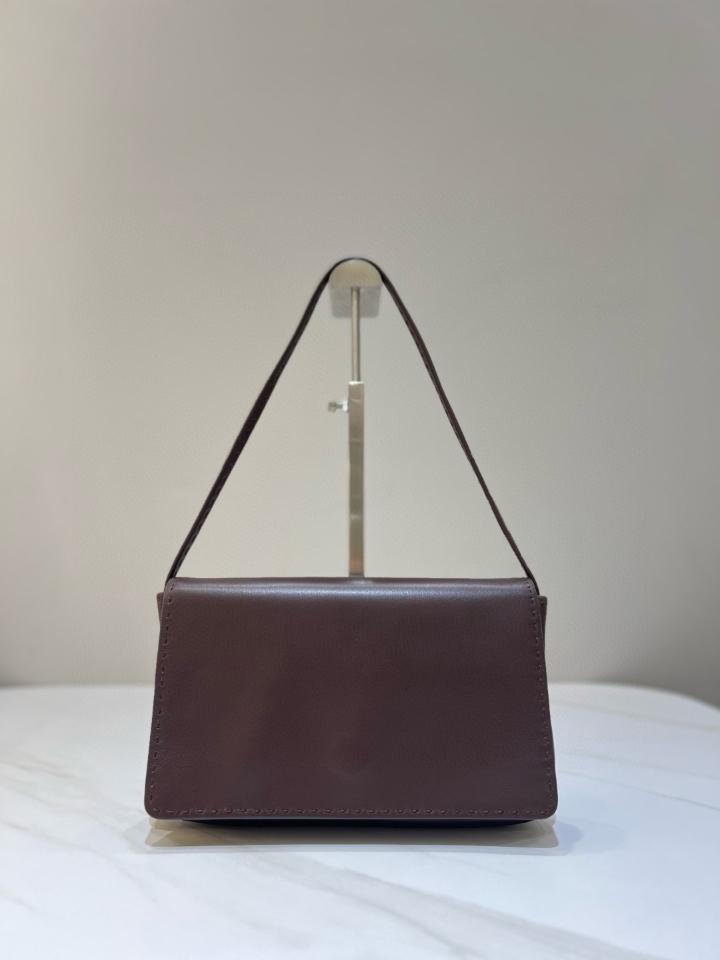 The Row Nuance Shoulder Bag sleek nappa Leather Dark brown 24x4x15cm-duoc-ban-tai-Hvip Bags and Accessories