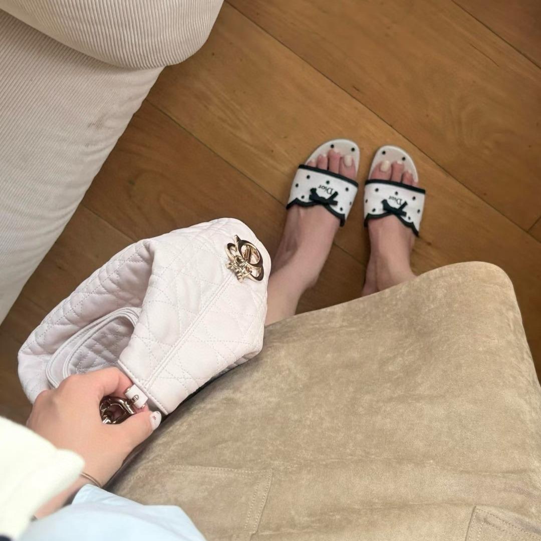 Dior Dway Slide Cotton Embroidered black and white-duoc-ban-tai-Hvip Shoes and Clothes