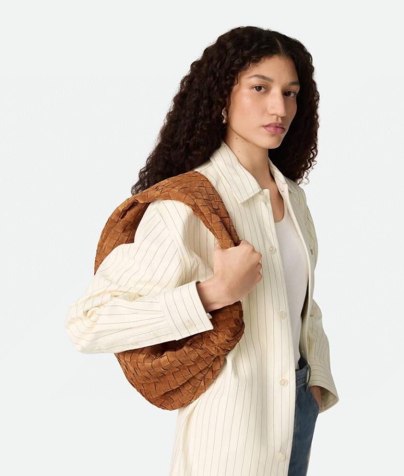 Bottega Veneta Jodie beige suede 600261 48x40x16cm-duoc-ban-tai-Hvip Bags and Accessories