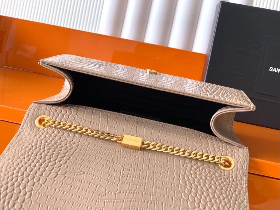 Saint Laurent Ysl 
KATE MEDIUM TASSEL IN CROCODILE-EMBOSSED LEATHER
Taupe 354119 24x14.5x5.5cm (1) -duoc-ban-tai-Hvip Bags and Accessories