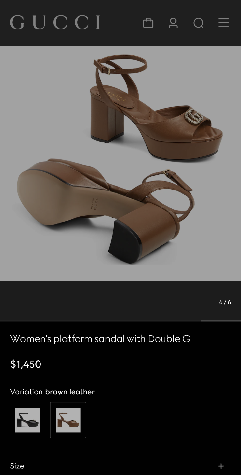 Gucci Women's platform sandal with Double G 80mm brown leather 832450 (1)-duoc-ban-tai-Hvip Shoes and Clothes