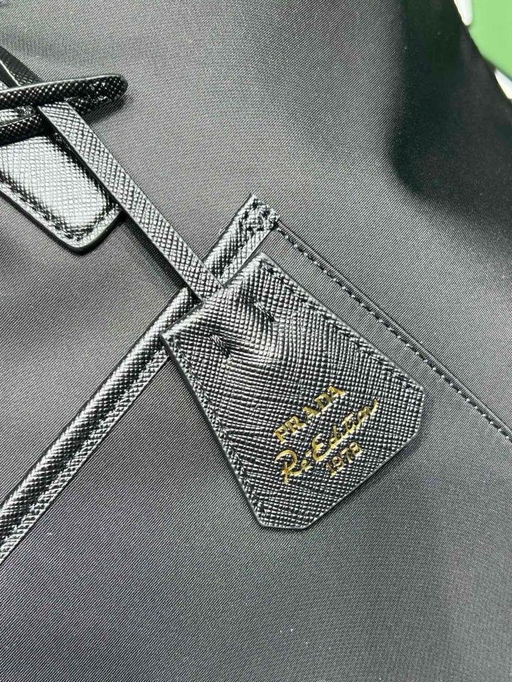 Prada Re-Edition 1978 medium Re-Nylon and Saffiano leather tote bag black 1BG555 35x26x15cm-duoc-ban-tai-Hvip Bags and Accessories