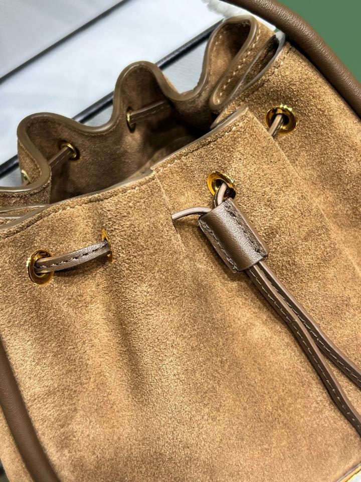 Prada suede brown shoulder bag 1BE087 22x21x10.5cm-duoc-ban-tai-Hvip Bags and Accessories