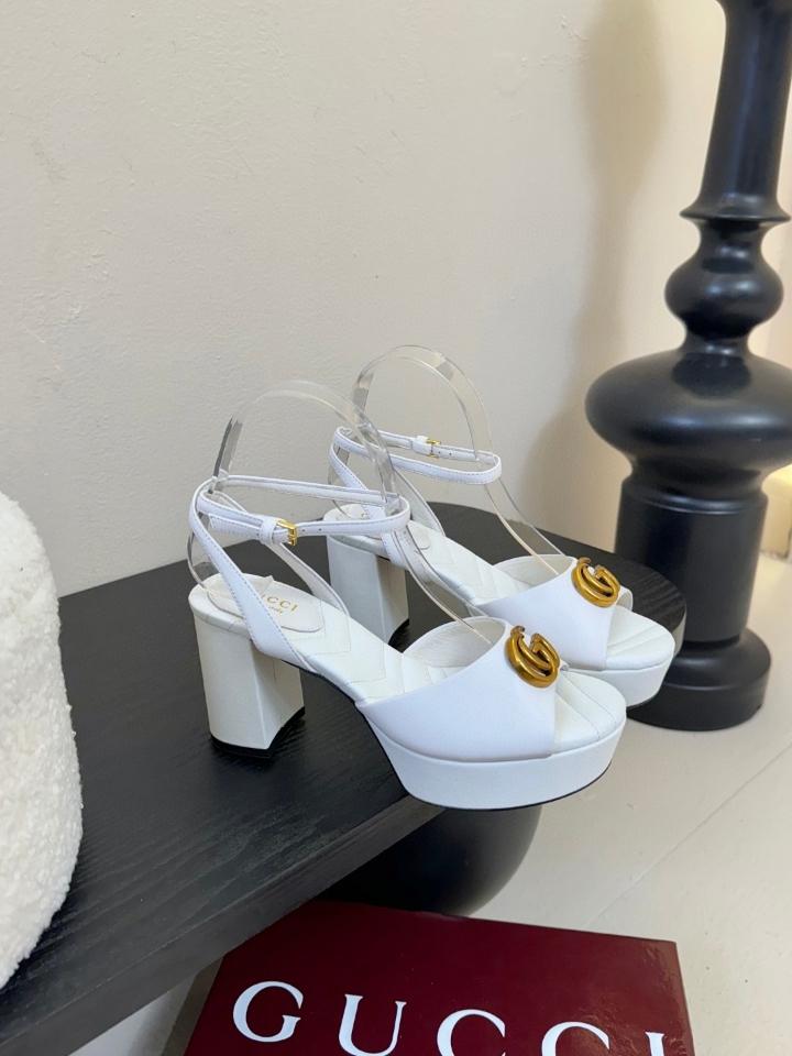 Gucci Women's platform sandal with Double G 80mm white leather 832450 (1) -duoc-ban-tai-Hvip Shoes and Clothes