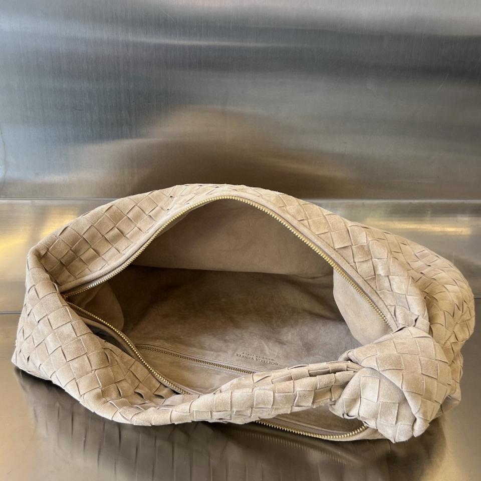 Bottega Veneta Jodie grey suede 60026 48x40x16cm-duoc-ban-tai-Hvip Bags and Accessories