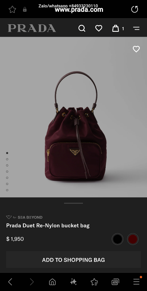 Prada Duet Re-Nylon bucket bag 1BH038 burgundy 18x23×12cm-duoc-ban-tai-Hvip Bags and Accessories