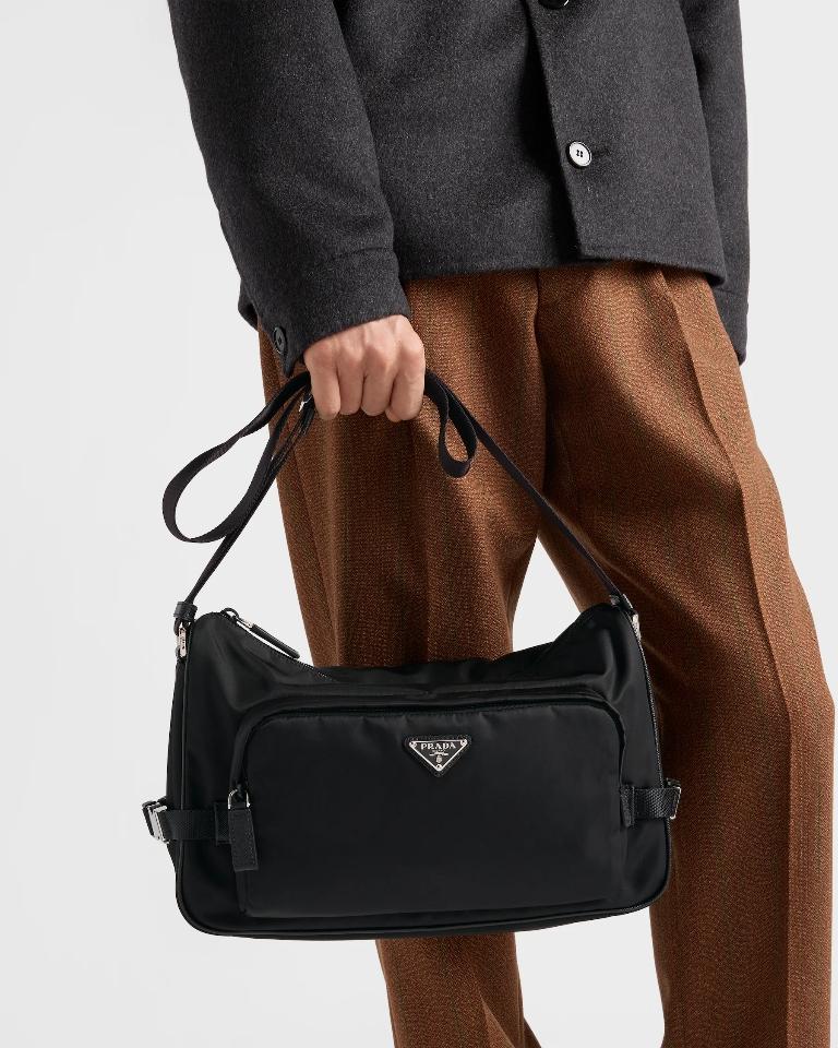 Prada Large Re-Nylon and Saffiano leather shoulder bag black 2VH191 35x22x12cm-duoc-ban-tai-Hvip Bags and Accessories