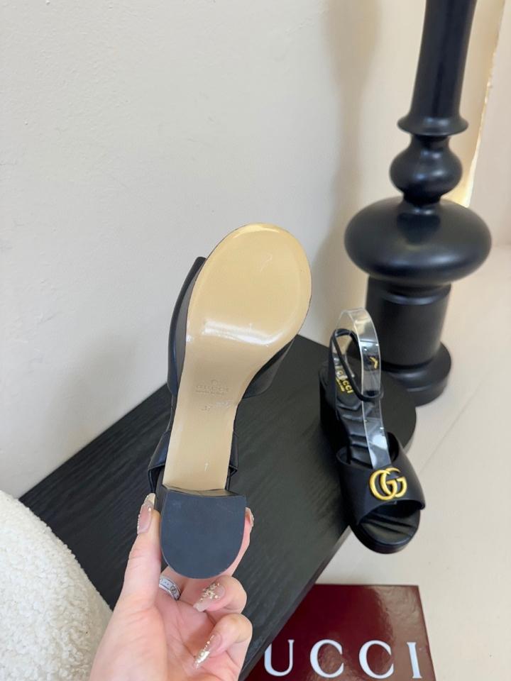 Gucci Women's platform sandal with Double G 80mm black leather 832450 (1)-duoc-ban-tai-Hvip Shoes and Clothes