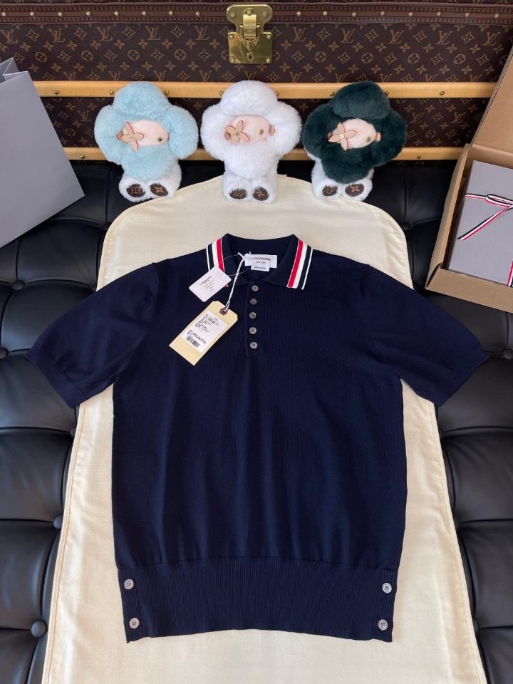 Thom Browne STRETCH VISCOSE TENNIS POLO navy blue -duoc-ban-tai-Hvip Shoes and Clothes