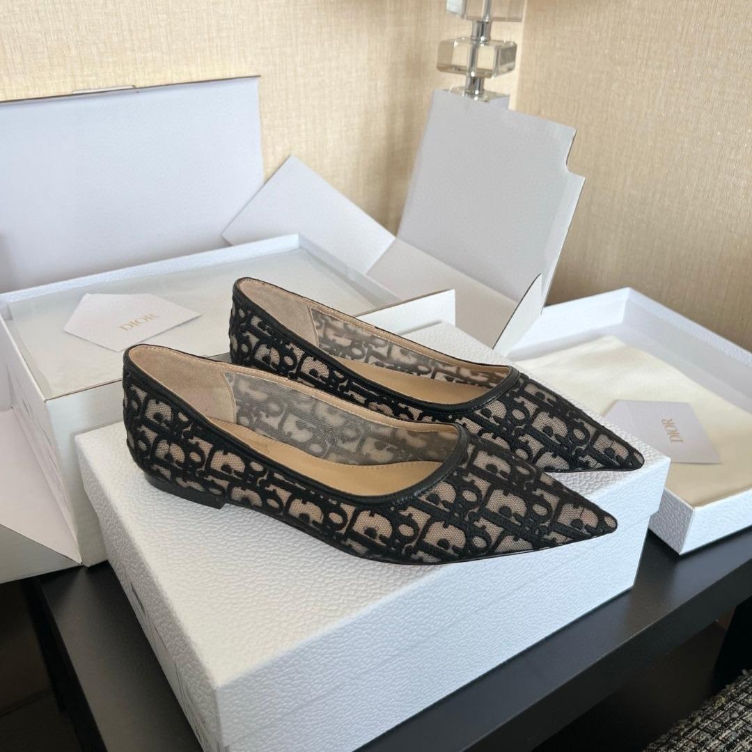Dior Adiorable flat shoes Dior Oblique Embroidered Mesh-duoc-ban-tai-Hvip Shoes and Clothes