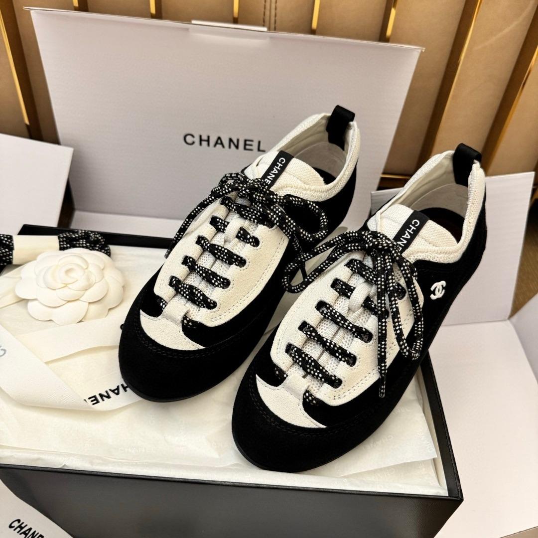 Chanel Trainers Velvet Calfskin & Mixed Fibers Black & White G47413 (1)-duoc-ban-tai-Hvip Shoes and Clothes