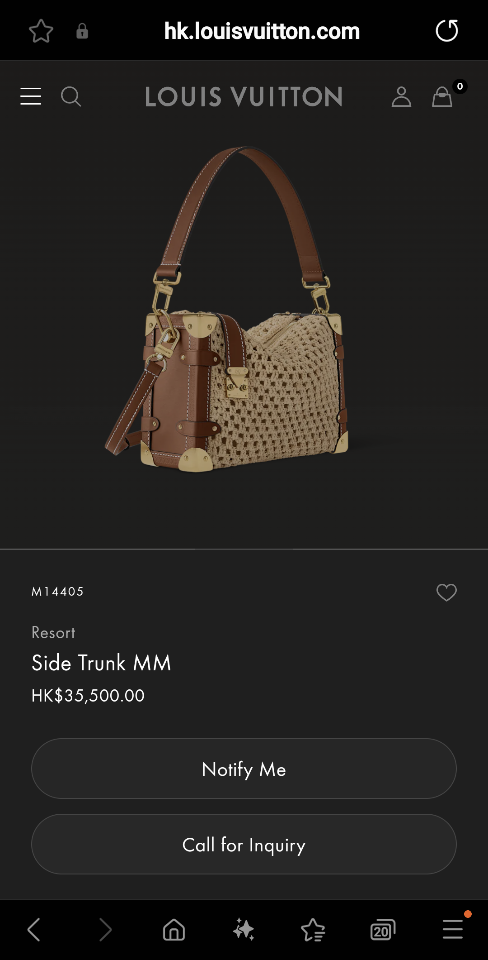 Louis Vuitton M14405
Resort
Side Trunk MM16 x 8.5 x 23.5 cm lv1-duoc-ban-tai-Hvip Bags and Accessories