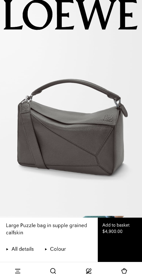 Loewe Large Puzzle bag in supple grained calfskin B510PNLX03 dark grey -duoc-ban-tai-Hvip Bags and Accessories