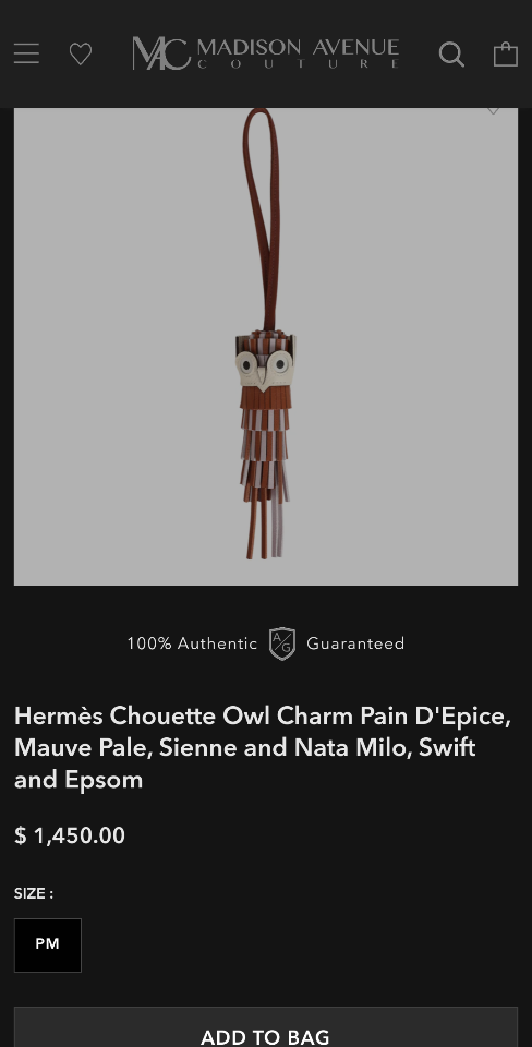 Hermès Chouette charm Pain D'Epice, Mauve Pale, Sienne and Nata Milo, Swift and Epsom-duoc-ban-tai-Hvip Bags and Accessories