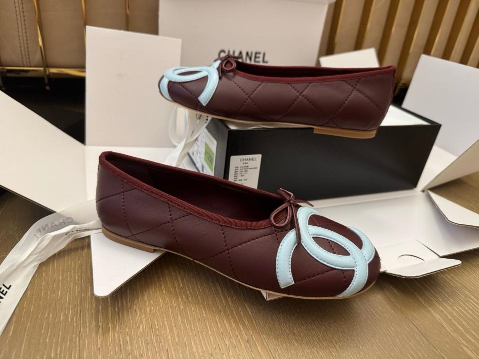 Chanel Ballet flats Lambskin burgundy and light blue G47163 -duoc-ban-tai-Hvip Shoes and Clothes