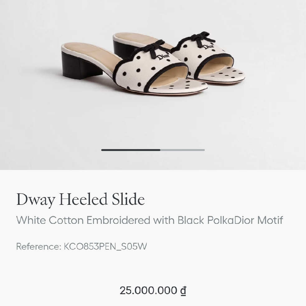 Dior Dway Heeled SlideWhite Cotton Embroidered with Black PolkaDior Motif-duoc-ban-tai-Hvip Shoes and Clothes