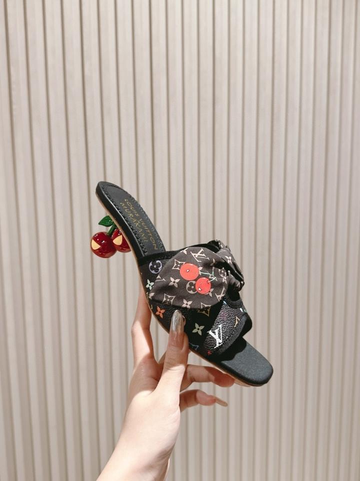 Louis Vuitton LV x TM Cherie Mules leather black logo 55mm (1)  -duoc-ban-tai-Hvip Shoes and Clothes