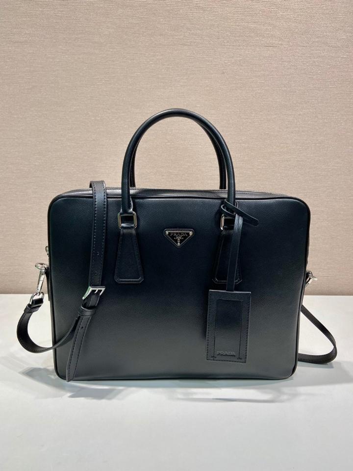 Prada Saffiano leather bag black 0368 37x28x3.5cm -duoc-ban-tai-Hvip Bags and Accessories