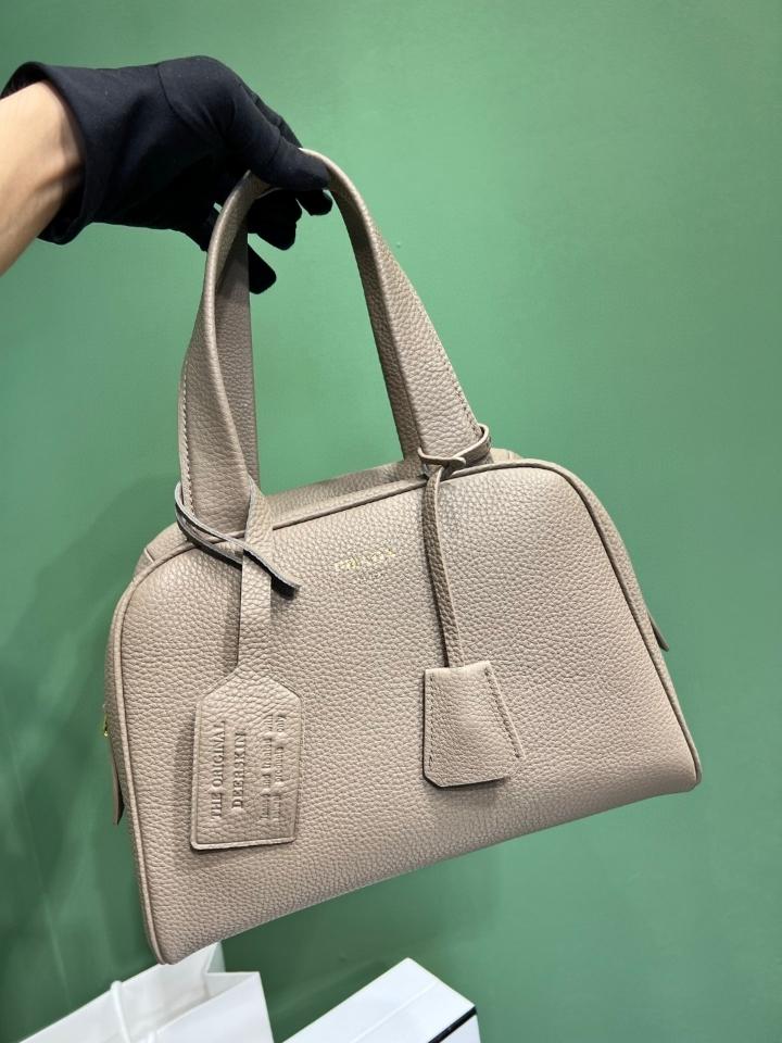 Prada Medium leather top-handle bag Clay Grey 1BB149 28x20x13 cm-duoc-ban-tai-Hvip Bags and Accessories
