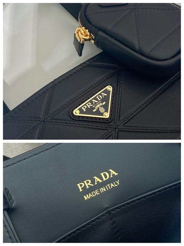 Prada Small Quilted Leather Tote Bag Black 1BG548 26x17x13.5cm-duoc-ban-tai-Hvip Bags and Accessories