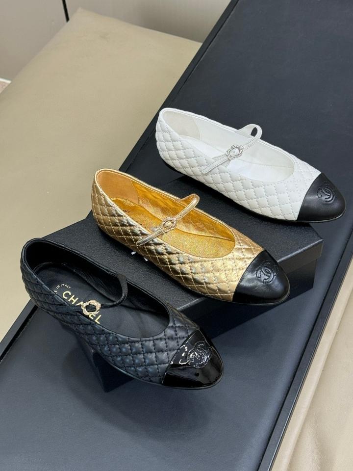 Chanel 25a BALLERINAS lambskin gold/black (1)-duoc-ban-tai-Hvip Shoes and Clothes