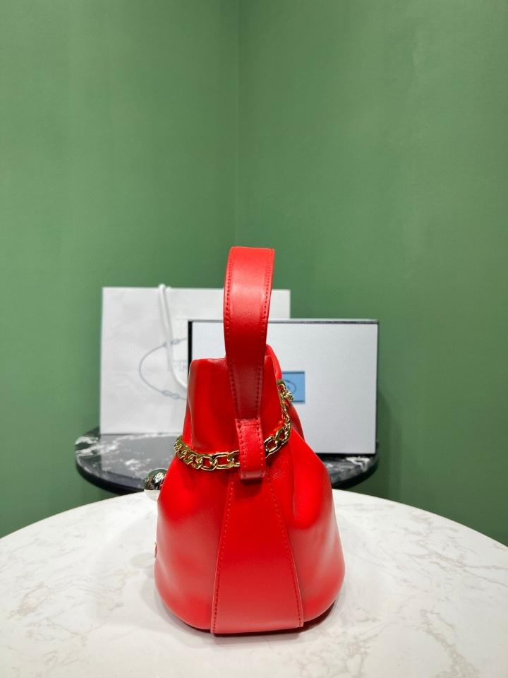 Prada Petit Sac Noir mini nappa leather bucket bag cherry 14x20x15cm-duoc-ban-tai-Hvip Bags and Accessories