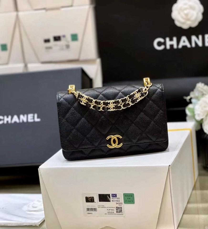Chanel shoulder bag with top handle grained calfskin gold tone metal, black AP3019 19*12*3.5cm-duoc-ban-tai-Hvip Bags and Accessories