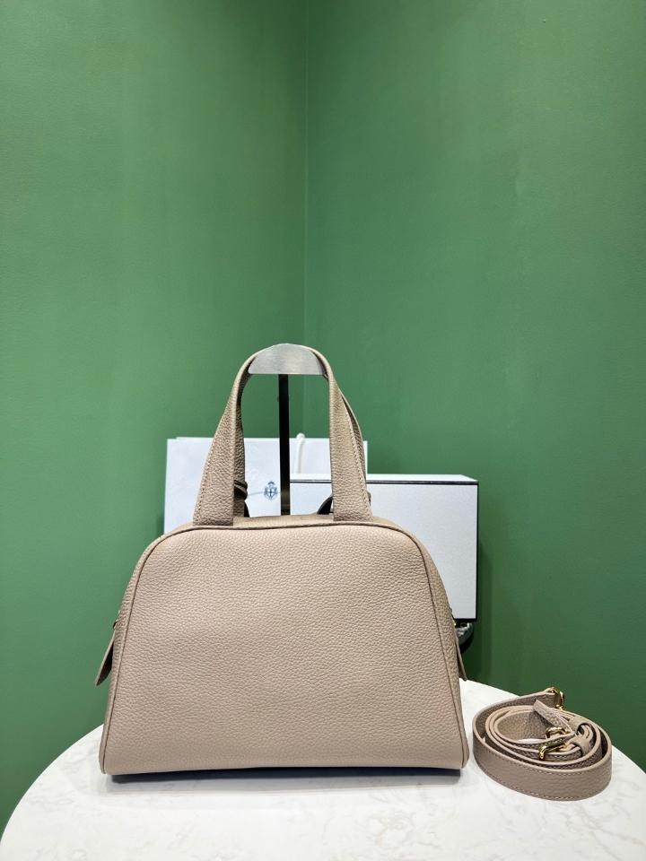 Prada Medium leather top-handle bag Clay Grey 1BB149 28x20x13 cm-duoc-ban-tai-Hvip Bags and Accessories