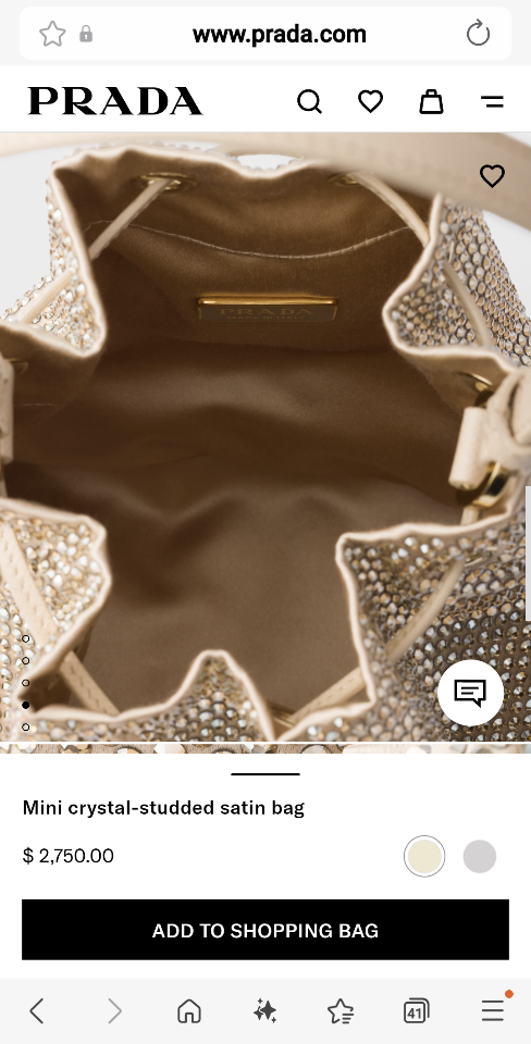 Prada  Mini crystal-studded satin bag Sand Beige 1BE067 16x2110cm-duoc-ban-tai-Hvip Bags and Accessories