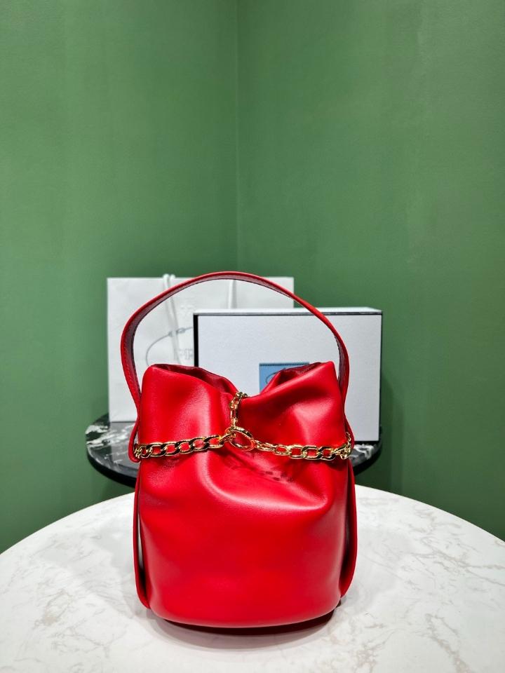 Prada Petit Sac Noir mini nappa leather bucket bag cherry 14x20x15cm-duoc-ban-tai-Hvip Bags and Accessories