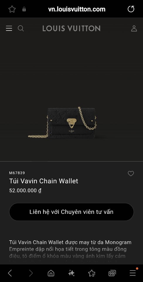Louis Vuitton M67839
Túi Vavin Chain Wallet 19.0 x 12.5 x 4.0cm-duoc-ban-tai-Hvip Bags and Accessories