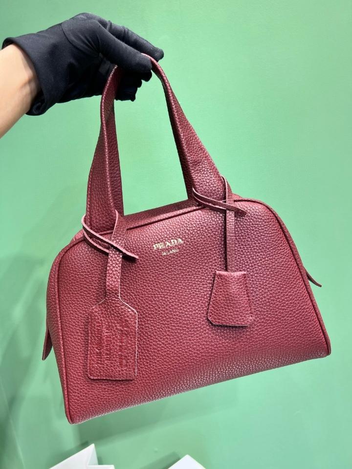 Prada Medium leather top-handle bag red 1BB149 28x20x13 cm -duoc-ban-tai-Hvip Bags and Accessories