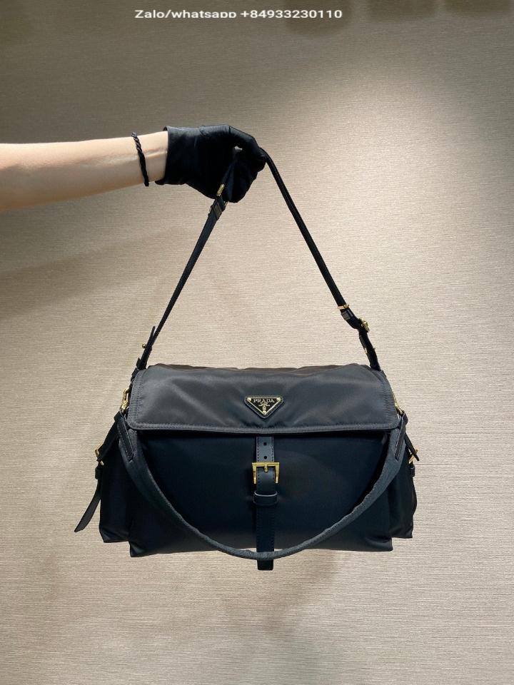 Prada Explore large Re-Nylon shoulder bag with flap 1BD391 black 37.5x19x12cm-duoc-ban-tai-Hvip Bags and Accessories
