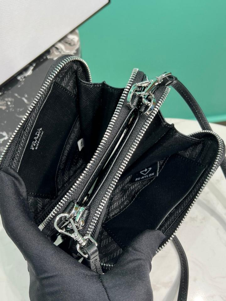 Prada Saffiano leather mini pouch black 1NR015 15x10x5cm-duoc-ban-tai-Hvip Bags and Accessories