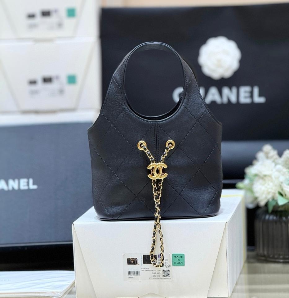 Chanel 26p small Shopping Bag   Calfskin & Gold-Tone Metal  black AS6132 27.5*21*10cm-duoc-ban-tai-Hvip Bags and Accessories