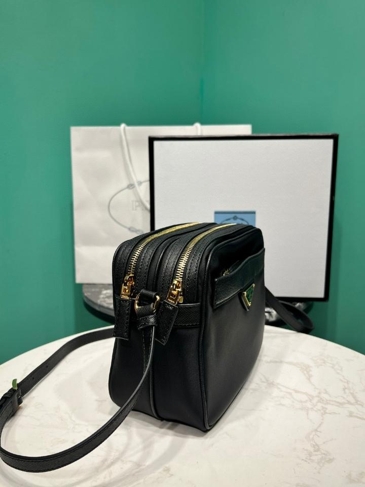 Prada Re-Edition 1978 medium Re-Nylon and Saffiano leather shoulder bag black 1BH218 21*17*8cm-duoc-ban-tai-Hvip Bags and Accessories