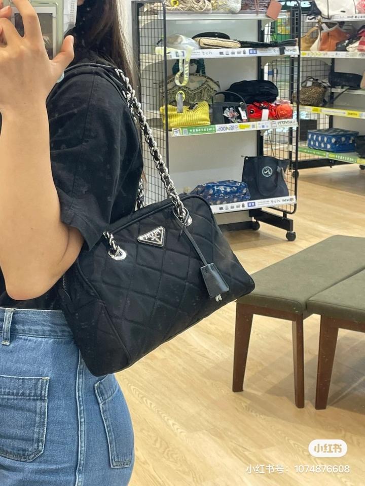 Prada canvas black bag 1BD642 22x16x6.5cm-duoc-ban-tai-Hvip Bags and Accessories