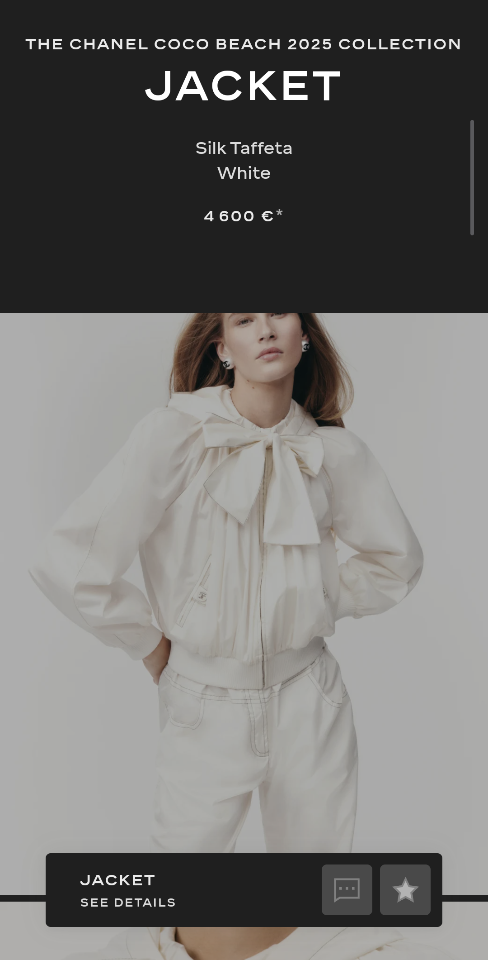 Chanel Coco Beach Jacket
 
Silk Taffeta 
White P78572-V70363-duoc-ban-tai-Hvip Shoes and Clothes