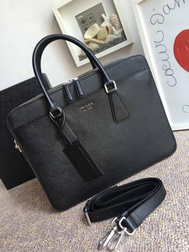 Prada Saffiano Leather briefs bag black 2VE366B 36x28cm-duoc-ban-tai-Hvip Bags and Accessories