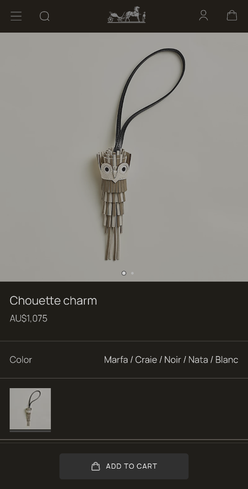Hermès Chouette charm marfa / craie / noir / nata / blanc H085001CAAA-duoc-ban-tai-Hvip Bags and Accessories