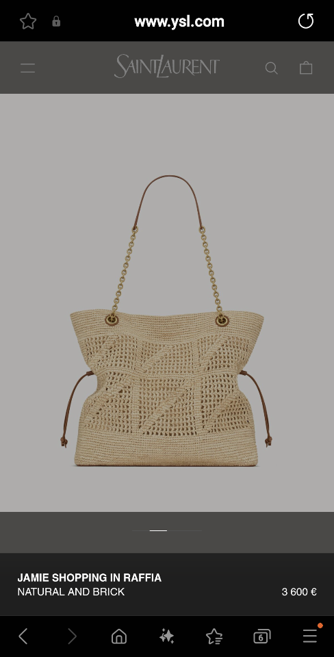 Saint Laurent JAMIE SHOPPING in raffia
NATURAL AND BRICK 838876 35x35×10cm (1)-duoc-ban-tai-Hvip Bags and Accessories