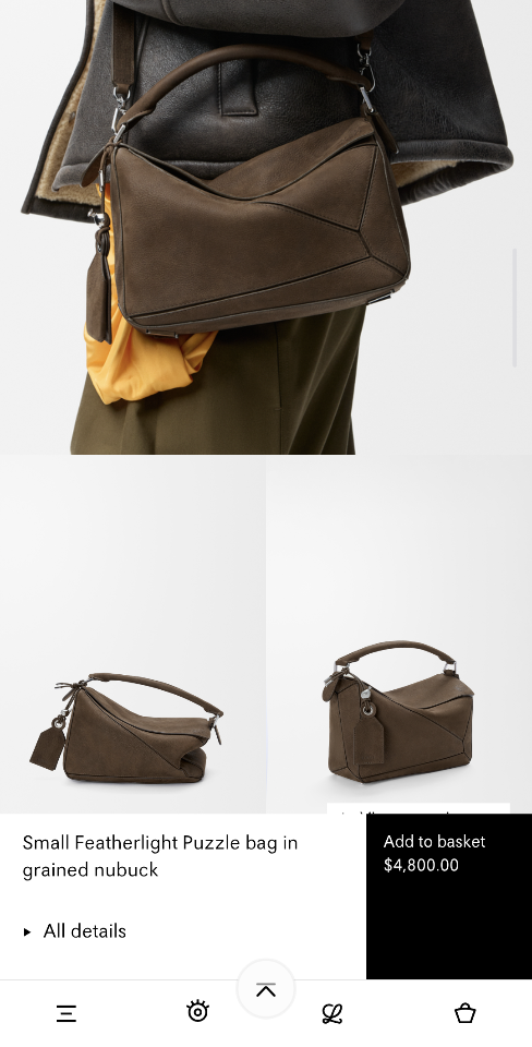 LOEWE Small Featherlight Puzzle bag in grained nubuck Tundra A510PLSX03 24*10.5*16CM-duoc-ban-tai-Hvip Bags and Accessories