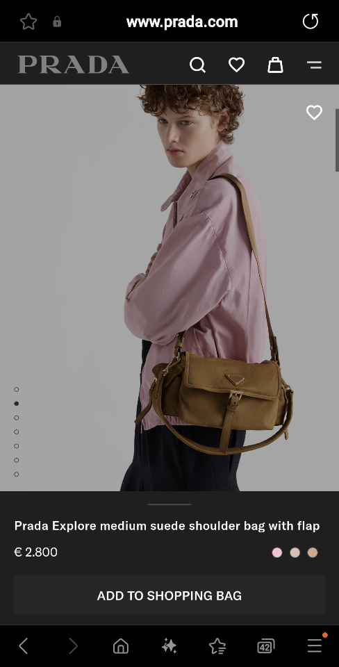 
Prada Explore medium suede shoulder bag with flap cinnamon 1BD394 30x14x10cm-duoc-ban-tai-Hvip Bags and Accessories