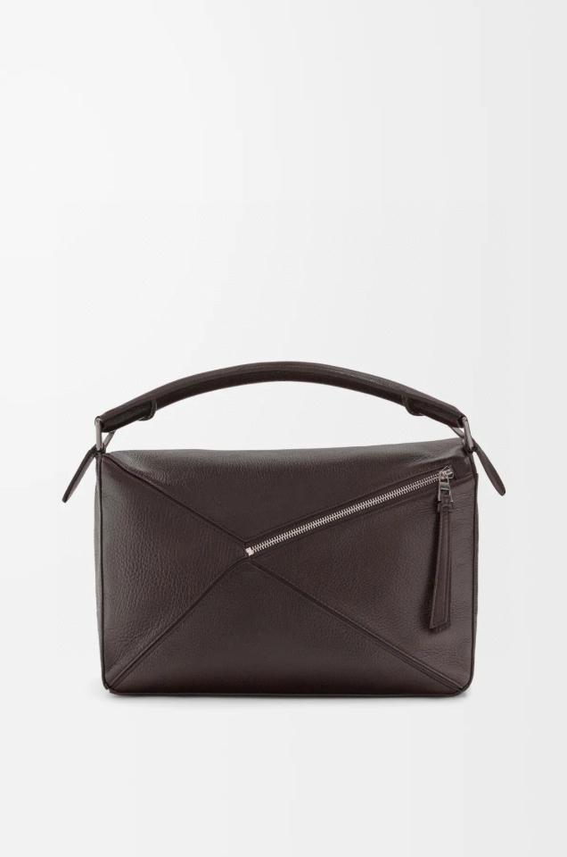 Loewe Large Puzzle bag in supple grained calfskin B510PNLX03 Dark Chestnut-duoc-ban-tai-Hvip Bags and Accessories