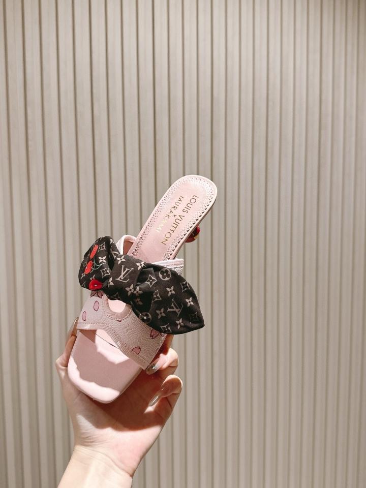 Louis Vuitton LV x TM Cherie Mules leather pink 55mm (1) -duoc-ban-tai-Hvip Shoes and Clothes