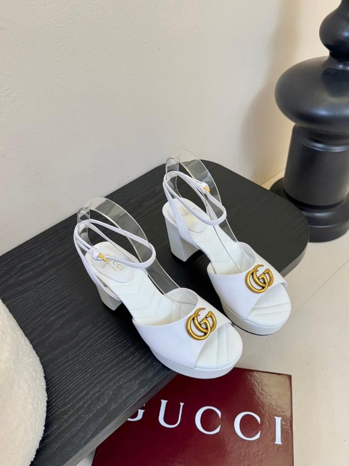 Gucci Women's platform sandal with Double G 80mm white leather 832450 (1) -duoc-ban-tai-Hvip Shoes and Clothes