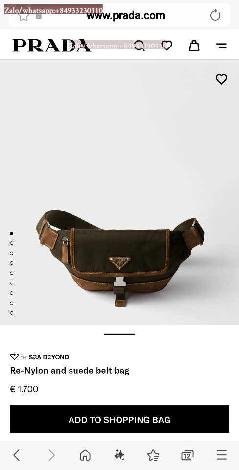 Prada Re-Nylon and suede belt bag Musk Green/Cocoa  2VH176 18x15x5cm-duoc-ban-tai-Hvip Bags and Accessories