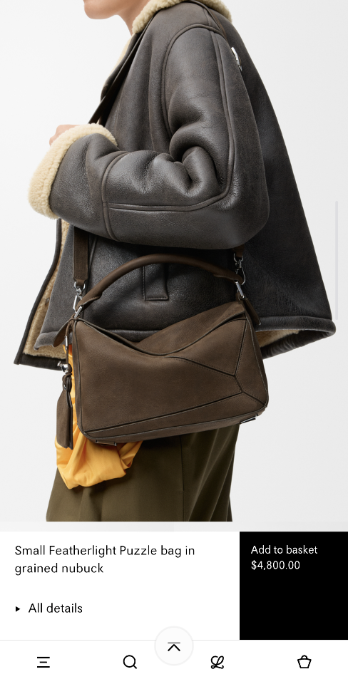 LOEWE Small Featherlight Puzzle bag in grained nubuck Tundra A510PLSX03 24*10.5*16CM-duoc-ban-tai-Hvip Bags and Accessories